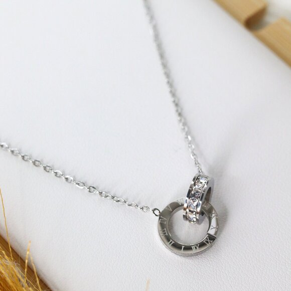 Modern Numeric Stainless Steel Necklace - Elegant Silver Jewelry - Picture 2 of 2